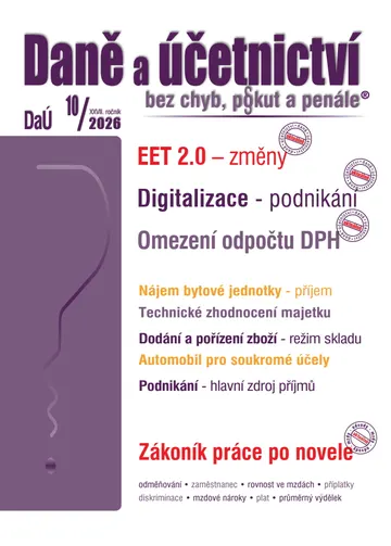 DaÚ č. 10 / 2026 - EET 2.0 – změny v daních