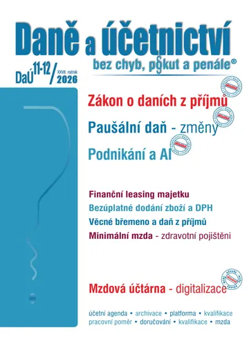 DaÚ č. 11-12 / 2026 - Paušální daň – změny v roku 2027