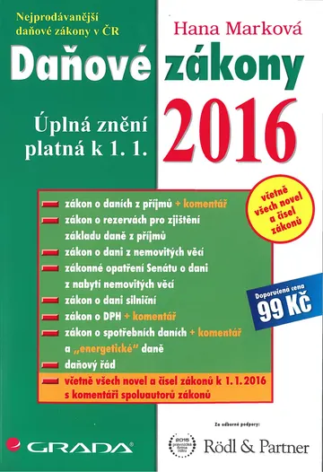Daňové zákony 2016 – obálka
